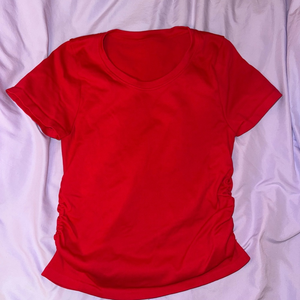 OQQ Women’s 3 Piece Shirts Short Sleeve Crew Neck Ruched Stretched Fitted Tee